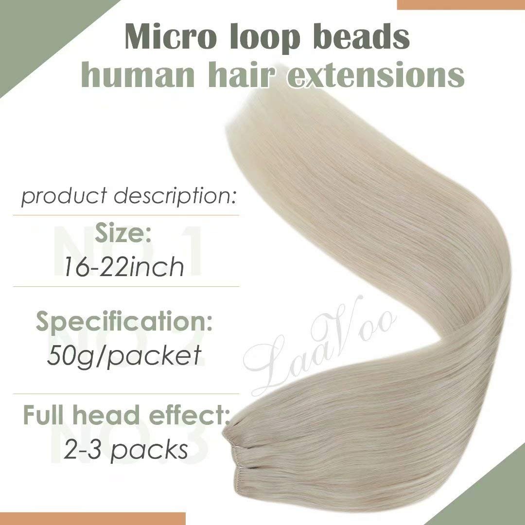 Weft Human Hair Ice Blonde Microbeads Weft Extensions Human Hair2