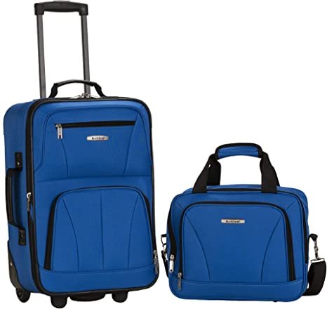 Rockland Fashion Softside Upright Luggage Set,Expandable, Blue, 2-Piece1